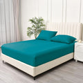 2 Piece Fitted Sheet Set- Fitted Sheet & Pillowcases -Breathable Bedding - Wrinkle, Fade, Stain Resistant- 40cm Deep Pocket Fitted Bed Sheet Set(Biscay blue,Single)