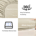 2 Piece Fitted Sheet Set- Fitted Sheet & Pillowcases -Breathable Bedding - Wrinkle, Fade, Stain Resistant- 40cm Deep Pocket Fitted Bed Sheet Set(Camel Beige,Single)