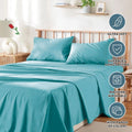 3 Piece Bed Sheet Set- Bedding Sheets & Pillowcases -Breathable Bedding - Wrinkle, Fade, Stain Resistant-Deep Pocket Flat Fitted Bed Sheet Set(Ice Blue,Single)