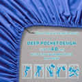 3 Piece Bed Sheet Set- Bedding Sheets & Pillowcases -Breathable Bedding - Wrinkle, Fade, Stain Resistant-Deep Pocket Flat Fitted Bed Sheet Set(Royal blue,Single)