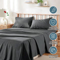 3 Piece Bed Sheet Set- Bedding Sheets & Pillowcases -Breathable Bedding - Wrinkle, Fade, Stain Resistant-Deep Pocket Flat Fitted Bed Sheet Set(Dark gray,Single)