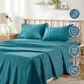 3 Piece Bed Sheet Set- Bedding Sheets & Pillowcases -Breathable Bedding - Wrinkle, Fade, Stain Resistant-Deep Pocket Flat Fitted Bed Sheet Set(Biscay blue,Single)