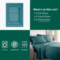 3 Piece Bed Sheet Set- Bedding Sheets & Pillowcases -Breathable Bedding - Wrinkle, Fade, Stain Resistant-Deep Pocket Flat Fitted Bed Sheet Set(Biscay blue,Single)