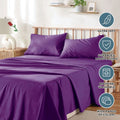 3 Piece Bed Sheet Set- Bedding Sheets & Pillowcases -Breathable Bedding - Wrinkle, Fade, Stain Resistant-Deep Pocket Flat Fitted Bed Sheet Set(Purple,Single)