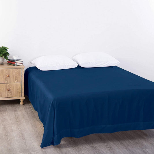 Elegant Comfort Premium Hotel Quality 1-Piece SINGLE Flat Sheet, Luxury and Softest 2000 Thread Count Bedding Flat Sheet(SINGLE,Navy)