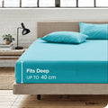 Hotel Quality Fitted Sheet - 1 Piece Fitted Sheet  -Breathable Bedding - Wrinkle, Fade, Stain Resistant- 16inch/40cm Deep Pocket Fitted Bed Sheet-Wrinkle and Fade Resistant,(Ice blue,Single)