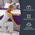 Hotel Quality Fitted Sheet - 1 Piece Fitted Sheet  -Breathable Bedding - Wrinkle, Fade, Stain Resistant- 16inch/40cm Deep Pocket Fitted Bed Sheet-Wrinkle and Fade Resistant,(Purple,Single)