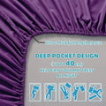 Hotel Quality Fitted Sheet - 1 Piece Fitted Sheet  -Breathable Bedding - Wrinkle, Fade, Stain Resistant- 16inch/40cm Deep Pocket Fitted Bed Sheet-Wrinkle and Fade Resistant,(Purple,Single)
