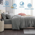3 Piece Hotel Soft Microfiber Quilt Cover Set-2000TC Duvet/Donna Cover Set & Pillowcases -1 Quilt Cover Zipper Closure & 1 x Pillowcases-Breathable Bedding - Wrinkle, Fade, Stain Resistant(Grey,Super King)