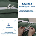 3 Piece Hotel Soft Microfiber Quilt Cover Set-2000TC Duvet/Donna Cover Set & Pillowcases -1 Quilt Cover Zipper Closure & 1 x Pillowcases-Breathable Bedding - Wrinkle, Fade, Stain Resistant(Olive green,Super King)
