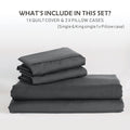 3 Piece Hotel Soft Microfiber Quilt Cover Set-2000TC Duvet/Donna Cover Set & Pillowcases -1 Quilt Cover Zipper Closure & 1 x Pillowcases-Breathable Bedding - Wrinkle, Fade, Stain Resistant(Dark gray,Super King)