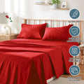4 Piece Bed Sheet Set- Bedding Sheets & Pillowcases -Breathable Bedding - Wrinkle, Fade, Stain Resistant-Deep Pocket Flat Fitted Bed Sheet Set(Red,Super King)