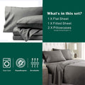 4 Piece Bed Sheet Set- Bedding Sheets & Pillowcases -Breathable Bedding - Wrinkle, Fade, Stain Resistant-Deep Pocket Flat Fitted Bed Sheet Set(Grey,Super King)