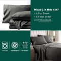 4 Piece Bed Sheet Set- Bedding Sheets & Pillowcases -Breathable Bedding - Wrinkle, Fade, Stain Resistant-Deep Pocket Flat Fitted Bed Sheet Set(Dark gray,Super King)