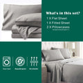 4 Piece Bed Sheet Set- Bedding Sheets & Pillowcases -Breathable Bedding - Wrinkle, Fade, Stain Resistant-Deep Pocket Flat Fitted Bed Sheet Set(Silver-gray,Super King)