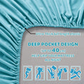Hotel Quality Fitted Sheet - 1 Piece Fitted Sheet  -Breathable Bedding - Wrinkle, Fade, Stain Resistant- 16inch/40cm Deep Pocket Fitted Bed Sheet-Wrinkle and Fade Resistant,(Ice blue,Super King)