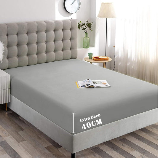 Hotel Quality Fitted Sheet - 1 Piece Fitted Sheet  -Breathable Bedding - Wrinkle, Fade, Stain Resistant- 16inch/40cm Deep Pocket Fitted Bed Sheet-Wrinkle and Fade Resistant,(Silver-gray,Super King)
