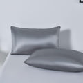Satin Quilt cover Set Hotel 3 Pieces Quilt cover with Pillowcase, Art Silk Bedding Set-Luxury Soft Silky pillowcase for Hair and Skin, Similar to Silk Duvet/Donna Cover Set- 3 Pieces(Double,Grey)