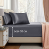 Satin Fitted Sheet Set Hotel 3 Pieces Fitted Sheet with Pillowcase, Art Silk Bedding Set-Luxury Soft Silky Sheets for Hair and Skin, Similar to Silk Fitted Sheets Set 3 Pieces(Double,Grey)