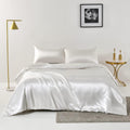 Satin Quilt cover Set Hotel 3 Pieces Quilt cover with Pillowcase, Art Silk Bedding Set-Luxury Soft Silky pillowcase for Hair and Skin, Similar to Silk Duvet/Donna Cover Set- 3 Pieces(King,White)