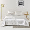 Satin Quilt cover Set Hotel 3 Pieces Quilt cover with Pillowcase, Art Silk Bedding Set-Luxury Soft Silky pillowcase for Hair and Skin, Similar to Silk Duvet/Donna Cover Set- 3 Pieces(King,White)