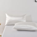 Satin Quilt cover Set Hotel 3 Pieces Quilt cover with Pillowcase, Art Silk Bedding Set-Luxury Soft Silky pillowcase for Hair and Skin, Similar to Silk Duvet/Donna Cover Set- 3 Pieces(King,White)
