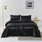 Satin Quilt cover Set Hotel 3 Pieces Quilt cover with Pillowcase, Art Silk Bedding Set-Luxury Soft Silky pillowcase for Hair and Skin, Similar to Silk Duvet/Donna Cover Set- 3 Pieces(King,Black)