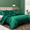 Satin Quilt cover Set Hotel 3 Pieces Quilt cover with Pillowcase, Art Silk Bedding Set-Luxury Soft Silky pillowcase for Hair and Skin, Similar to Silk Duvet/Donna Cover Set- 3 Pieces(King,Green)