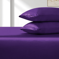 Satin Fitted Sheet Set Hotel 3 Pieces Fitted Sheet with Pillowcase, Art Silk Bedding Set-Luxury Soft Silky Sheets for Hair and Skin, Similar to Silk Fitted Sheets Set 3 Pieces(King,Purple)