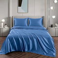 Art Silk Satin Sheet Set Hotel 3 Pieces Fitted/Flat Sheet Bedding Set-Luxury Soft Silky Sheets for Hair and Skin, Similar to Silk Bed Sheets Set 3 Pieces(King Single,Ocean)