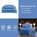 Art Silk Satin Sheet Set Hotel 3 Pieces Fitted/Flat Sheet Bedding Set-Luxury Soft Silky Sheets for Hair and Skin, Similar to Silk Bed Sheets Set 3 Pieces(King Single,Ocean)