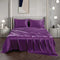 Art Silk Satin Sheet Set Hotel 3 Pieces Fitted/Flat Sheet Bedding Set-Luxury Soft Silky Sheets for Hair and Skin, Similar to Silk Bed Sheets Set 3 Pieces(King Single,Purple)