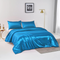 Satin Quilt cover Set Hotel 3 Pieces Quilt cover with Pillowcase, Art Silk Bedding Set-Luxury Soft Silky pillowcase for Hair and Skin, Similar to Silk Duvet/Donna Cover Set- 3 Pieces(Queen,Ocean)
