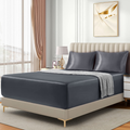 Satin Fitted Sheet Set Hotel 3 Pieces Fitted Sheet with Pillowcase, Art Silk Bedding Set-Luxury Soft Silky Sheets for Hair and Skin, Similar to Silk Fitted Sheets Set 3 Pieces(Queen,Grey)