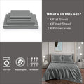 Art Silk Satin Sheet Set Hotel 4 Pieces Fitted/Flat Sheet Bedding Set-Luxury Soft Silky Sheets for Hair and Skin, Similar to Silk Bed Sheets Set 4 Pieces(Queen,Grey)