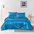 Satin Quilt cover Set Hotel 3 Pieces Quilt cover with Pillowcase, Art Silk Bedding Set-Luxury Soft Silky pillowcase for Hair and Skin, Similar to Silk Duvet/Donna Cover Set- 3 Pieces(Super King,Ocean)