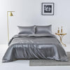 Satin Quilt cover Set Hotel 3 Pieces Quilt cover with Pillowcase, Art Silk Bedding Set-Luxury Soft Silky pillowcase for Hair and Skin, Similar to Silk Duvet/Donna Cover Set- 3 Pieces(Super King,Grey)