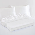 Satin Fitted Sheet Set Hotel 3 Pieces Fitted Sheet with Pillowcase, Art Silk Bedding Set-Luxury Soft Silky Sheets for Hair and Skin, Similar to Silk Fitted Sheets Set 3 Pieces(Super King,White)