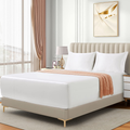 Satin Fitted Sheet Set Hotel 3 Pieces Fitted Sheet with Pillowcase, Art Silk Bedding Set-Luxury Soft Silky Sheets for Hair and Skin, Similar to Silk Fitted Sheets Set 3 Pieces(Super King,White)