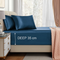 Satin Fitted Sheet Set Hotel 3 Pieces Fitted Sheet with Pillowcase, Art Silk Bedding Set-Luxury Soft Silky Sheets for Hair and Skin, Similar to Silk Fitted Sheets Set 3 Pieces(Super King,Navy)
