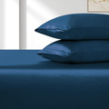 Satin Fitted Sheet Set Hotel 3 Pieces Fitted Sheet with Pillowcase, Art Silk Bedding Set-Luxury Soft Silky Sheets for Hair and Skin, Similar to Silk Fitted Sheets Set 3 Pieces(Super King,Navy)
