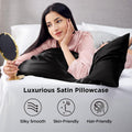 Silk Pillowcase for Hair and Skin Mulberry Silk Pillowcase Soft Breathable Smooth Both Sided Natural Silk Pillowcase with Envelope pocket Beauty Sleep Silk Pillow Case for Gift (2 Pack, Standard, Black)