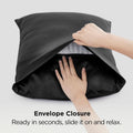 Silk Pillowcase for Hair and Skin Mulberry Silk Pillowcase Soft Breathable Smooth Both Sided Natural Silk Pillowcase with Envelope pocket Beauty Sleep Silk Pillow Case for Gift (2 Pack, Standard, Black)