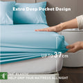 3 Piece Hotel Bamboo Cooling Fitted Sheet Set & Pillowcase -Ultra Soft 2000TC Breathable Fitted Bed Sheets Set with 37 Centimetre Deep Pocket-Cooling Sheets for Hot Sleepers(Sky Blue,Double)