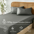 2 Piece Hotel Bamboo Cooling Fitted Sheet Set & Pillowcase -Ultra Soft 2000TC Breathable Fitted Bed Sheets Set with 37 Centimetre Deep Pocket-Cooling Sheets for Hot Sleepers(Grey,King Single)
