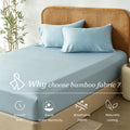 2 Piece Hotel Bamboo Cooling Fitted Sheet Set & Pillowcase -Ultra Soft 2000TC Breathable Fitted Bed Sheets Set with 37 Centimetre Deep Pocket-Cooling Sheets for Hot Sleepers(Sky Blue,King Single)