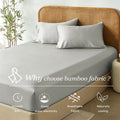 2 Piece Hotel Bamboo Cooling Fitted Sheet Set & Pillowcase -Ultra Soft 2000TC Breathable Fitted Bed Sheets Set with 37 Centimetre Deep Pocket-Cooling Sheets for Hot Sleepers(Silver-gray,King Single)