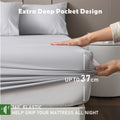 2 Piece Hotel Bamboo Cooling Fitted Sheet Set & Pillowcase -Ultra Soft 2000TC Breathable Fitted Bed Sheets Set with 37 Centimetre Deep Pocket-Cooling Sheets for Hot Sleepers(Silver-gray,King Single)