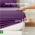 2 Piece Hotel Bamboo Cooling Fitted Sheet Set & Pillowcase -Ultra Soft 2000TC Breathable Fitted Bed Sheets Set with 37 Centimetre Deep Pocket-Cooling Sheets for Hot Sleepers(Purple,King Single)
