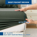 3 Piece Hotel Bamboo Cooling Sheet Set -Ultra Soft 2000TC Breathable Bed Sheets Set with 37 Centimetre Deep Pocket-Cooling Sheets for Hot Sleepers(Olive green,King Single)